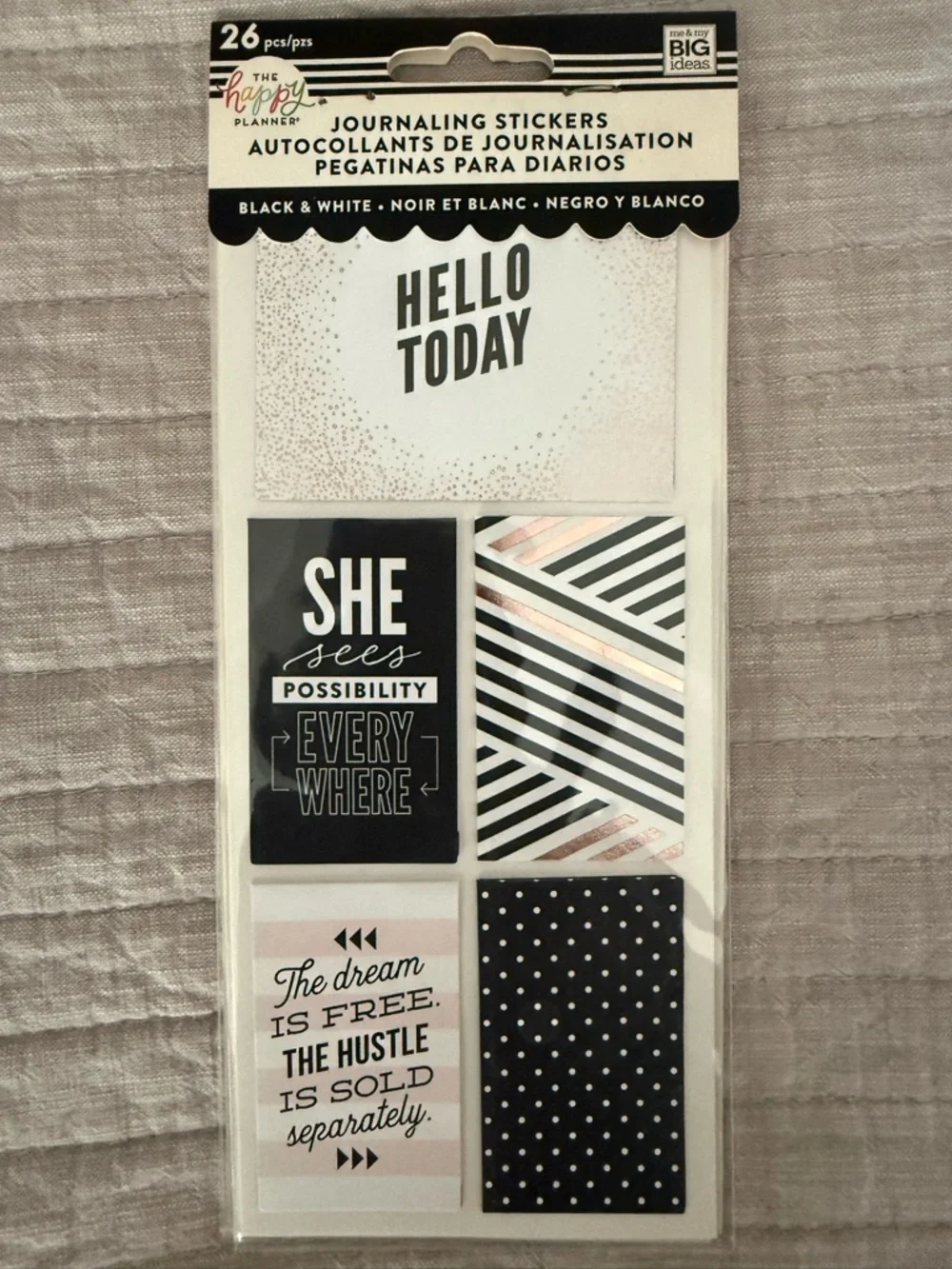 The Happy planner Journaling Planner Sticker Pack - White, Black, Pink, Blue